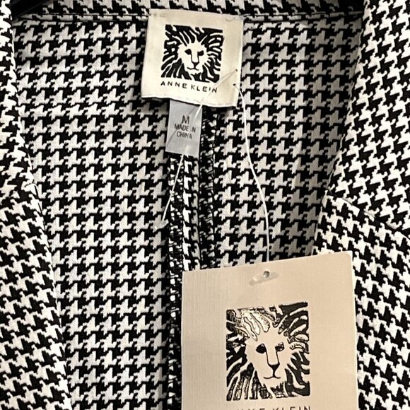 Anne Klein Blazer Womens M Black Houndstooth One Button Jacket Classic Capsule - Picture 3 of 8